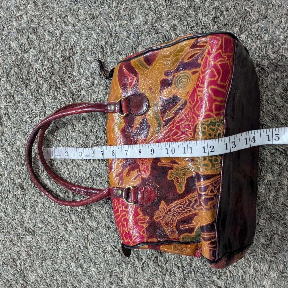 Vintage Red Green Giraffe Design Small Handbag - Picture 10 of 11